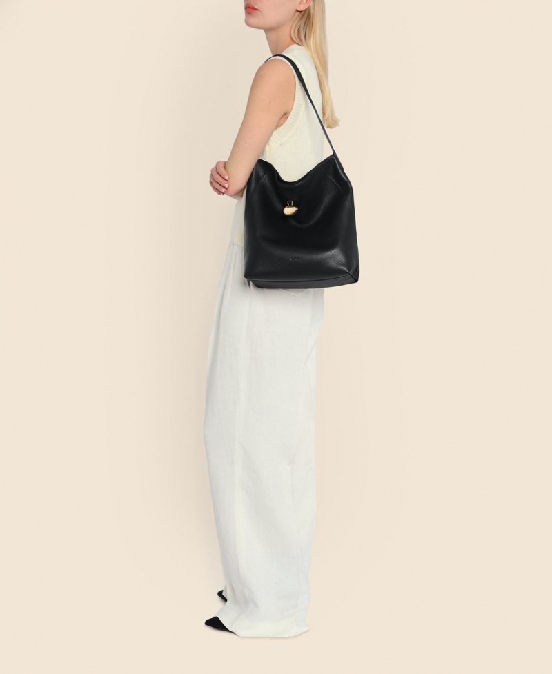 Black Women's Cafuné Drop Hobo Tote Bags | IKP353UY