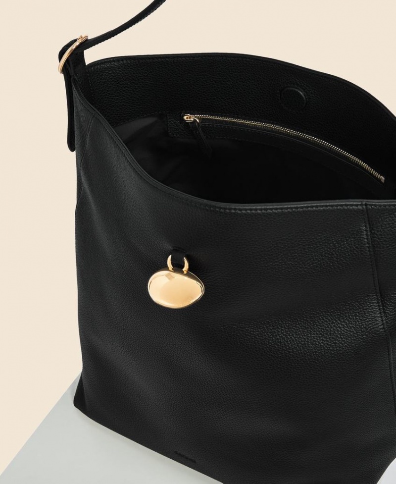 Black Women's Cafuné Drop Hobo Tote Bags | IKP353UY