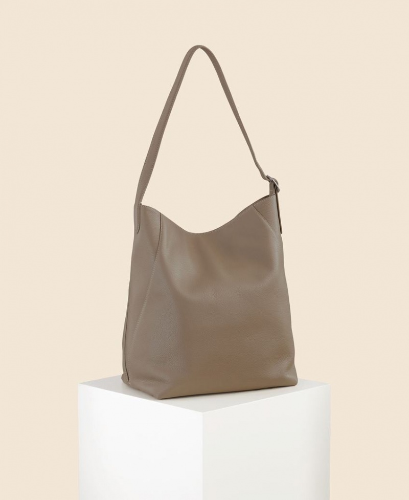 Grey Brown Women's Cafuné Drop Hobo Tote Bags | SIG3427GD